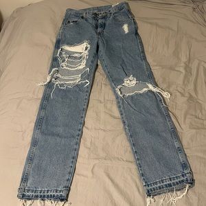 Vintage Distressed Straight Leg Wrangler Jeans